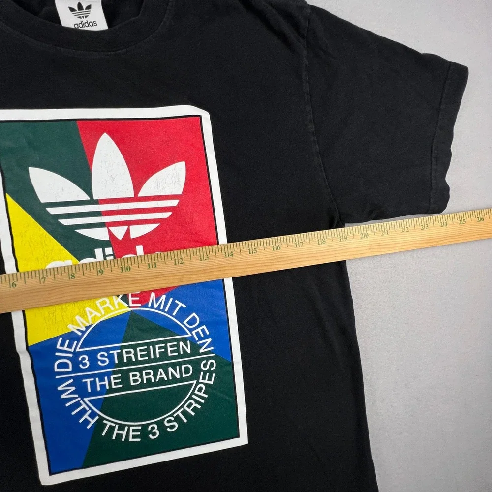 Adidas Graphic Tee Mens M Multi Color Trefoil Logo 3 Stripes Streetwear German